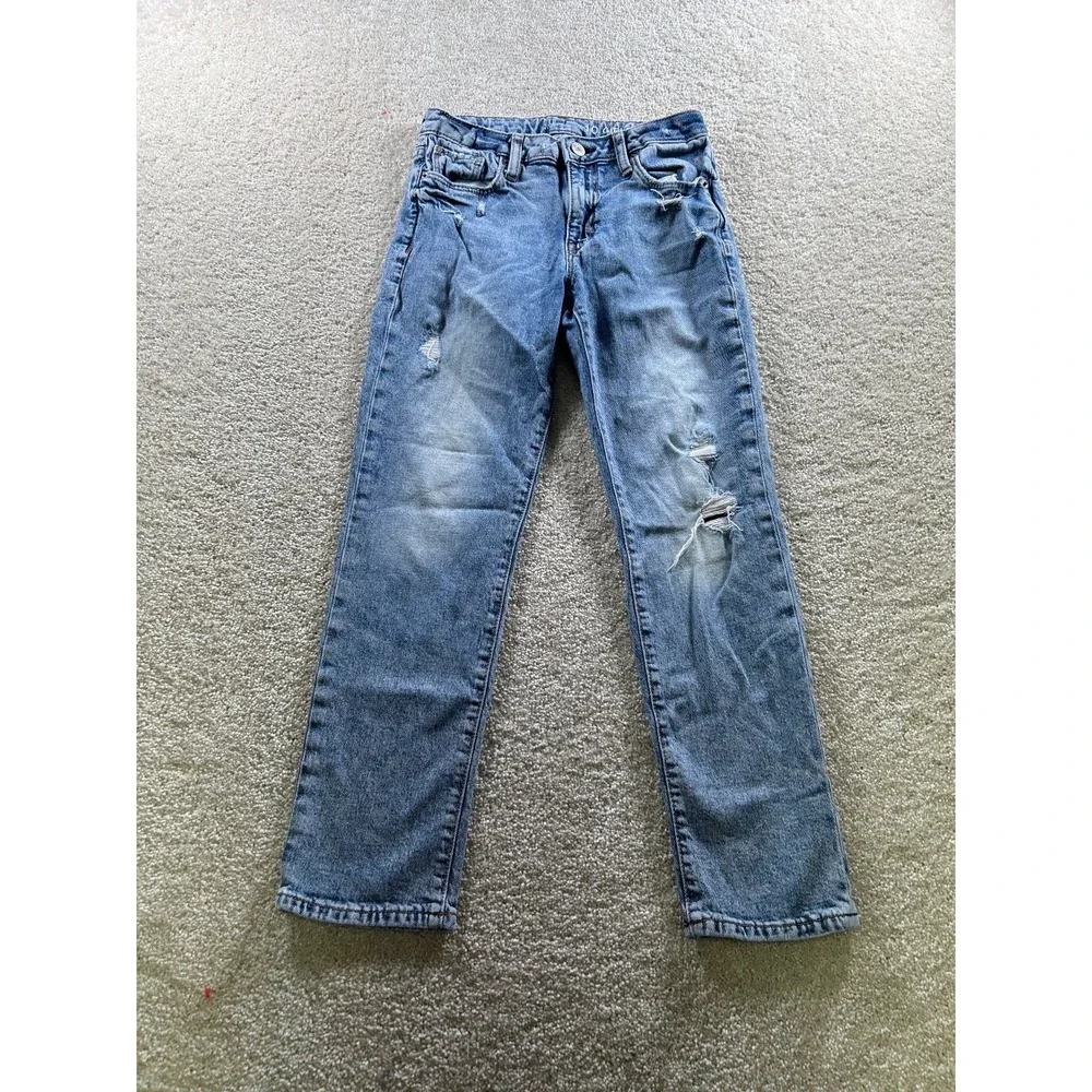 GAP Kids Girls Jeans Size 10 Girlfriend Light‎ Wash Distressed